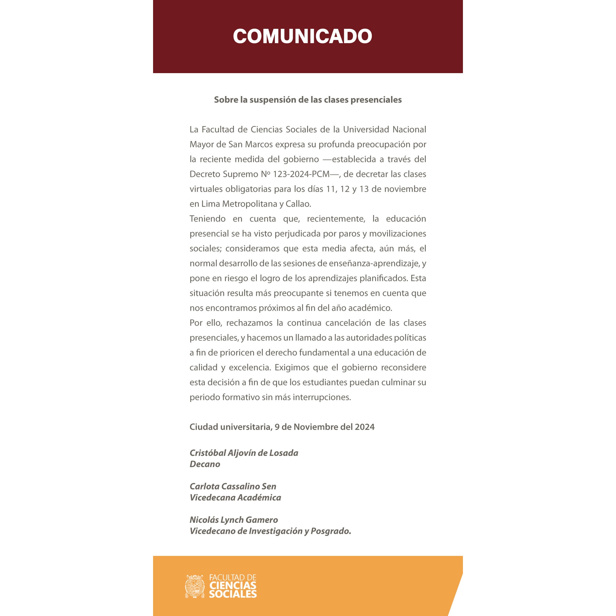 Comunicado FCCSS